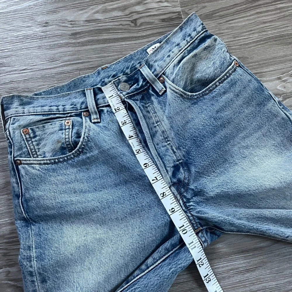 Levis 501 White Oak Cone Denim Selvedge Jeans Light Wash Distressed 26x28 Mens